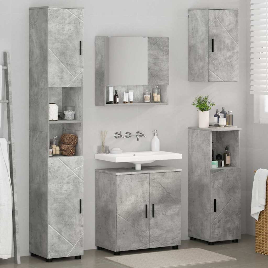 Set namještaja za kupaonicu Zidne s vratima 5 pcs Betonski sivi