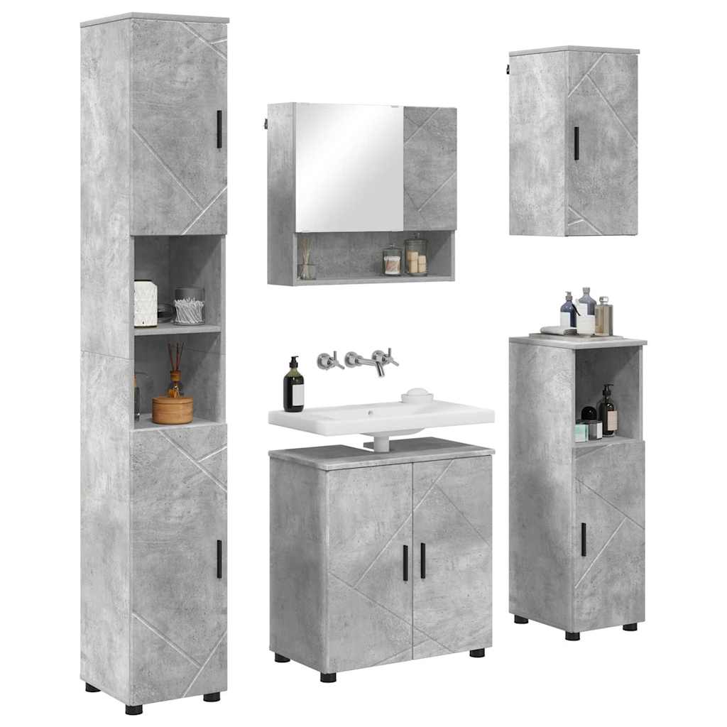 Set namještaja za kupaonicu Zidne s vratima 5 pcs Betonski sivi