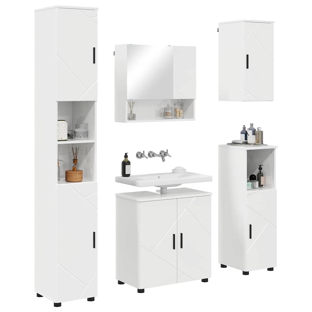 Set namještaja za kupaonicu Zidne 5 pcs Visoki sjaj bijela