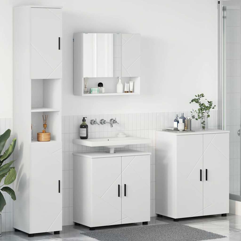 Set namještaja za kupaonicu Zidne s pohranom 4 pcs Bijelo