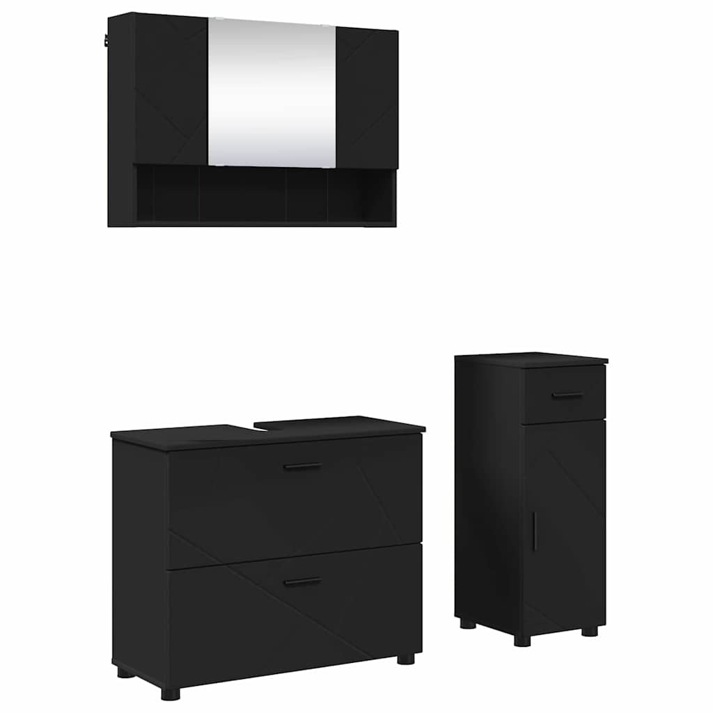 Set namještaja za kupaonicu 3 kom. Crna 76,5 x 35 x 64 cm