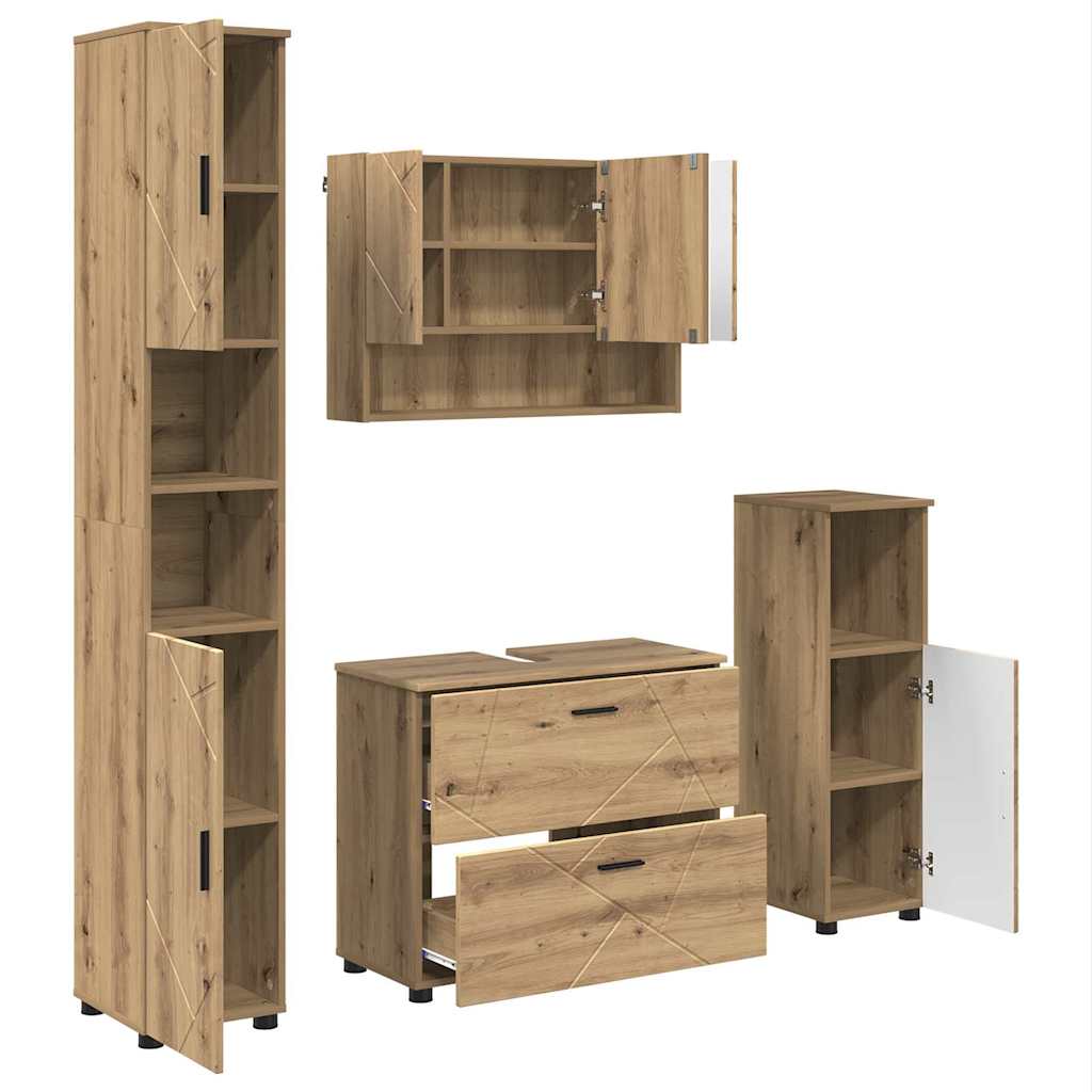 Set namještaja za kupaonicu 4 kom. Umjetnički hrast Smeđa 35 x 30 x 192 cm