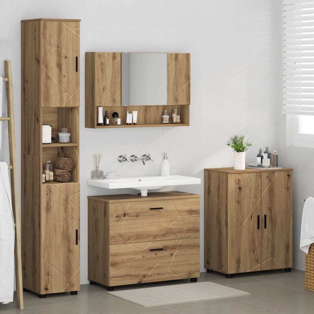 Set namještaja za kupaonicu 4 kom. Umjetnički hrast Smeđa 35 x 30 x 192 cm