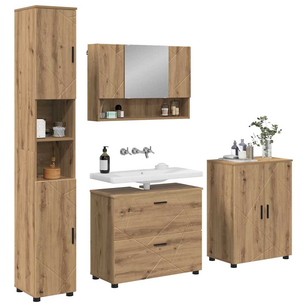 Set namještaja za kupaonicu 4 kom. Umjetnički hrast Smeđa 35 x 30 x 192 cm