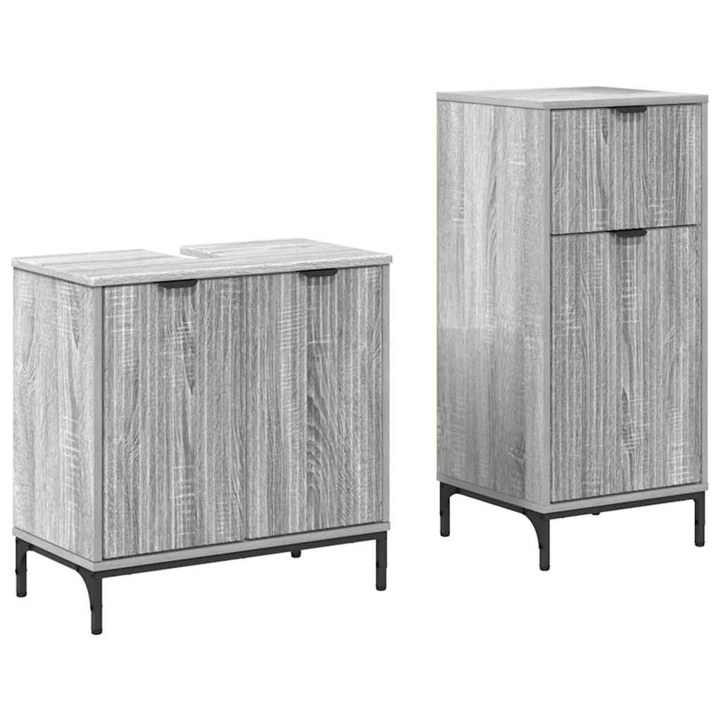 Set namještaja za kupaonicu s ladicama 2 pcs Siva Sonoma