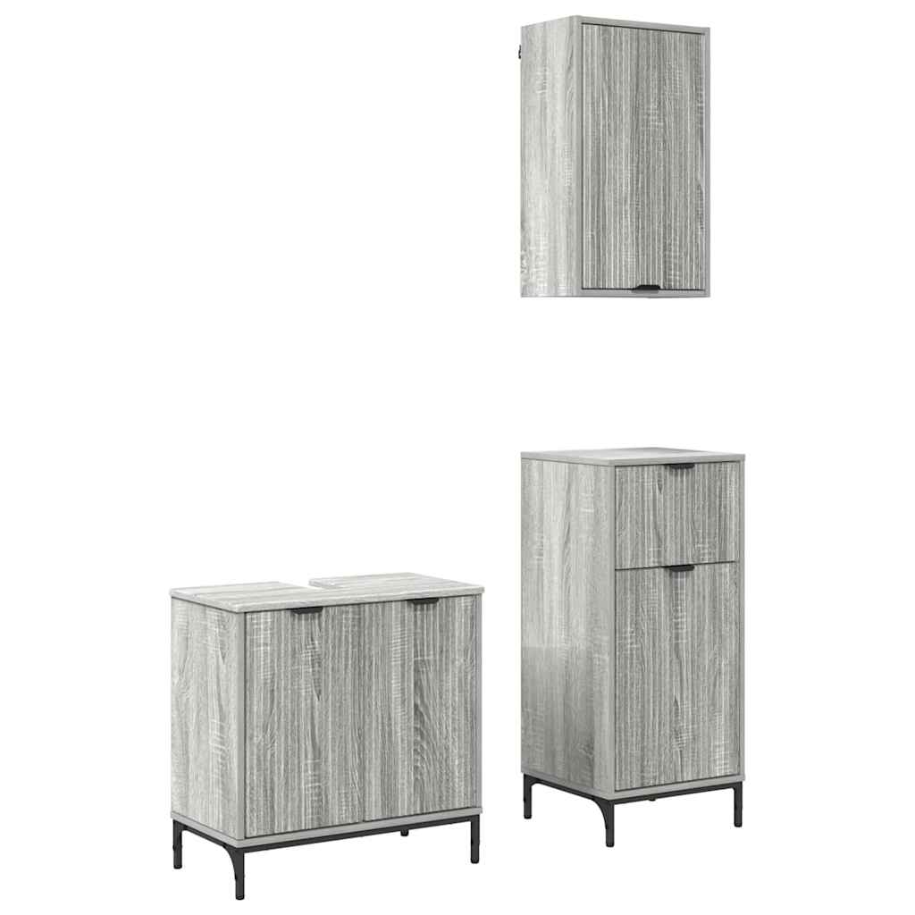 Set namještaja za kupaonicu s ladicama 3 pcs Sivi hrast sonoma
