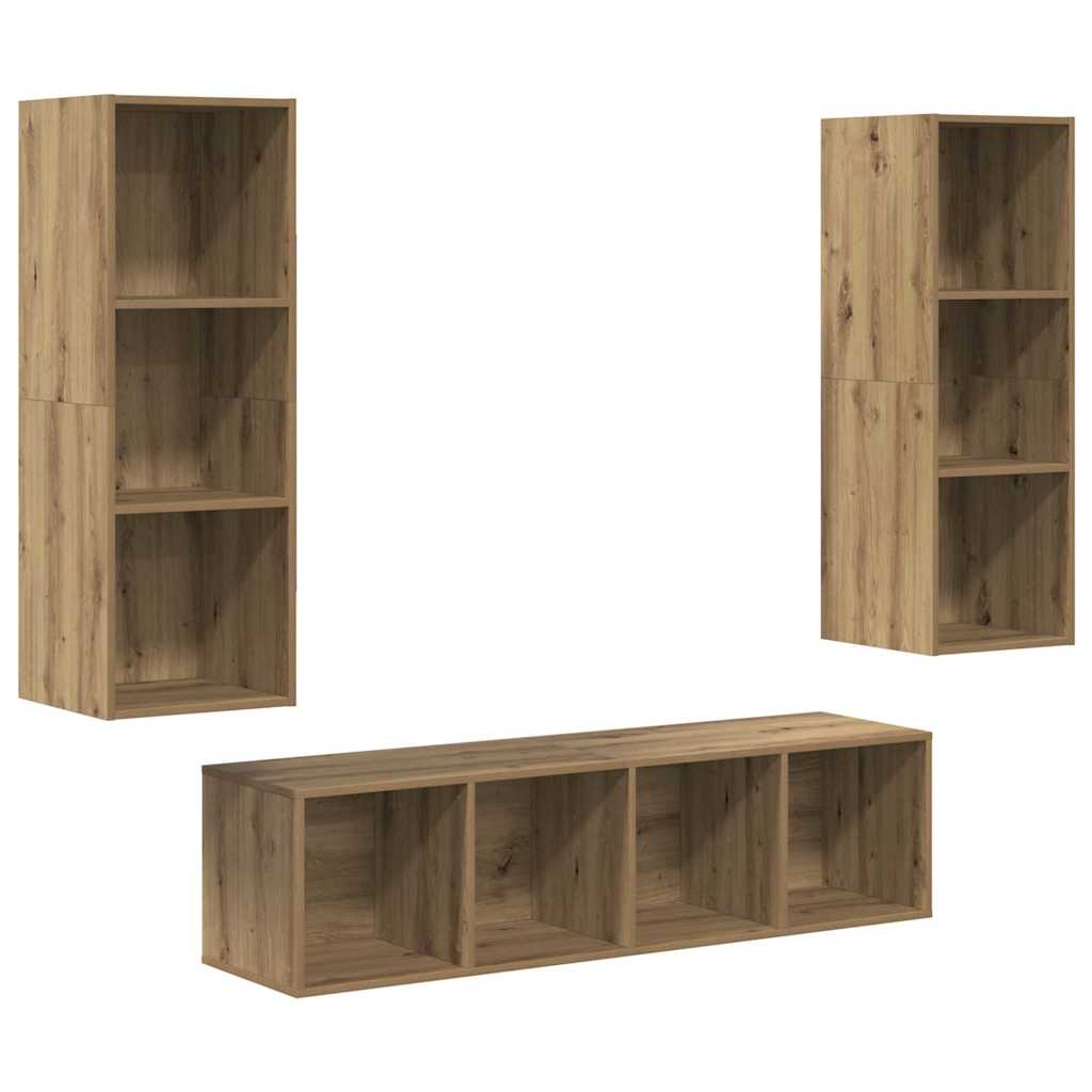 Set TV komoda Zidne 3 pcs Umjetnički hrast Konstruirano drvo