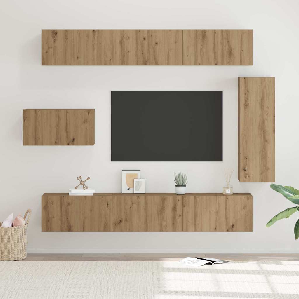Set TV komoda Zidne 8 pcs Umjetnički hrast Konstruirano drvo