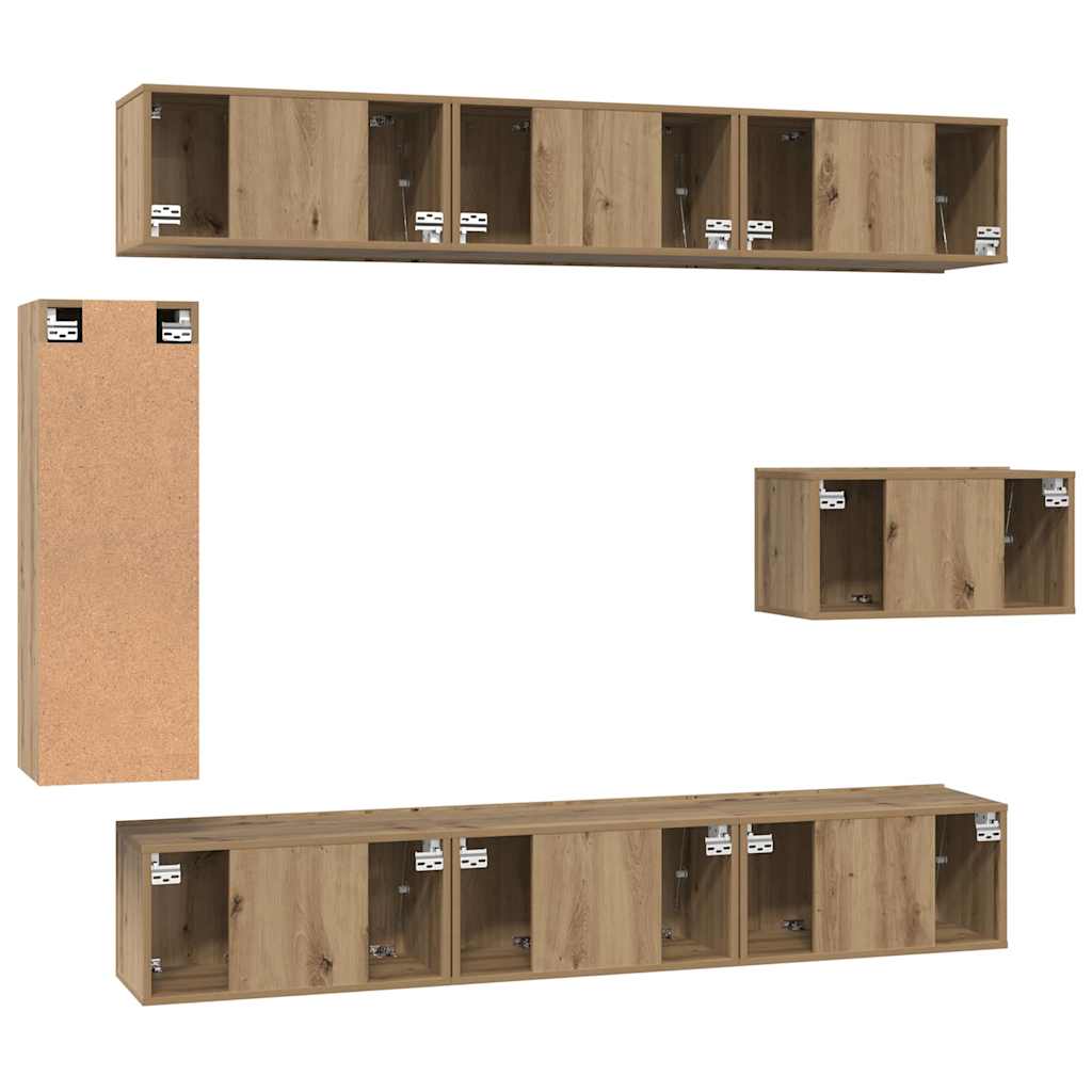 Set TV komoda Zidne 8 pcs Umjetnički hrast Konstruirano drvo