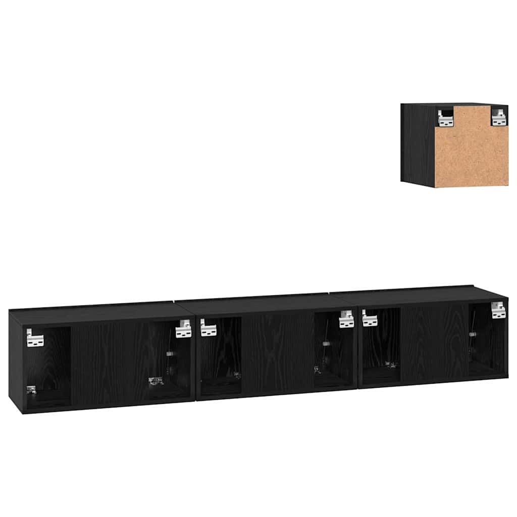 Set TV komoda Zidne 4 pcs Crni hrast Konstruirano drvo