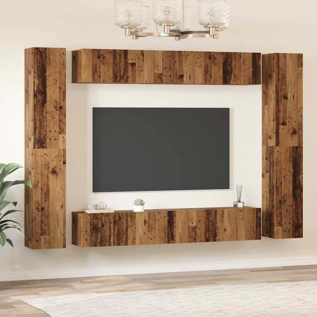 Set TV komoda Zidne 10 pcs Staro drvo Konstruirano drvo