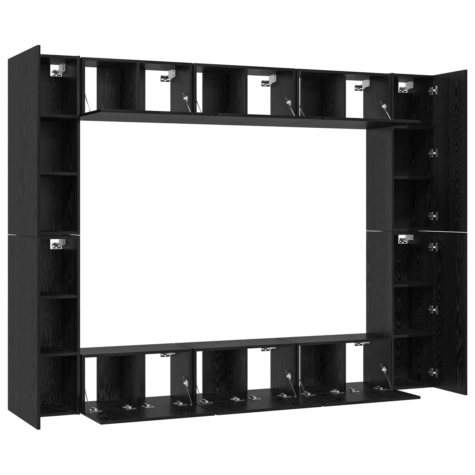 Set TV komoda Zidne 10 pcs Crni hrast Konstruirano drvo