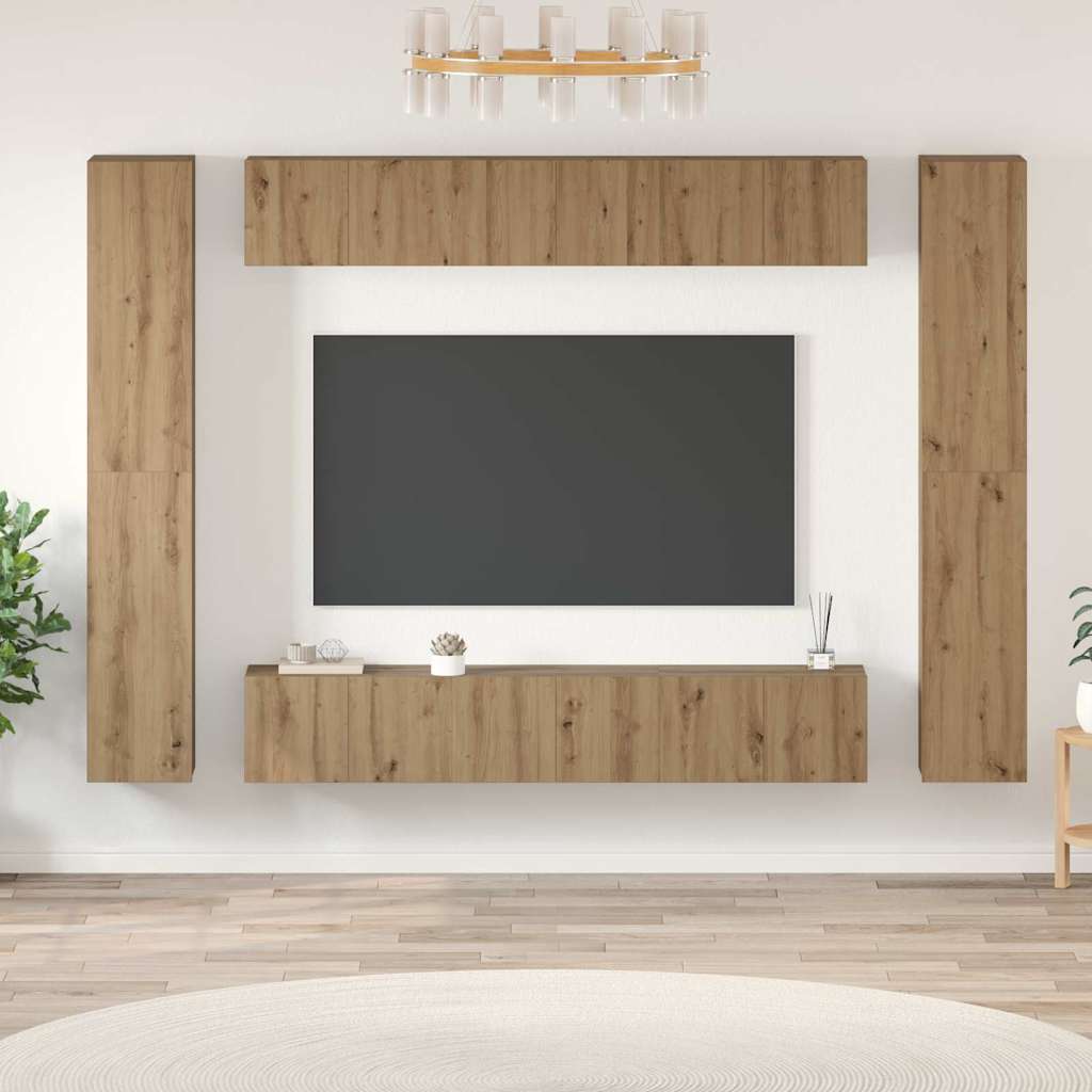 Set TV komoda 10 kom. Umjetnički hrast Konstruirano drvo