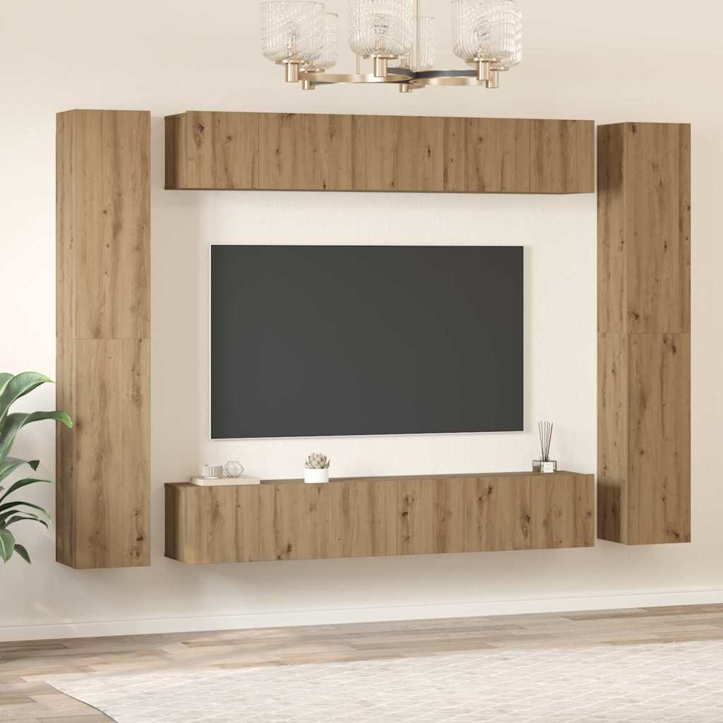Set TV komoda 10 kom. Umjetnički hrast Konstruirano drvo