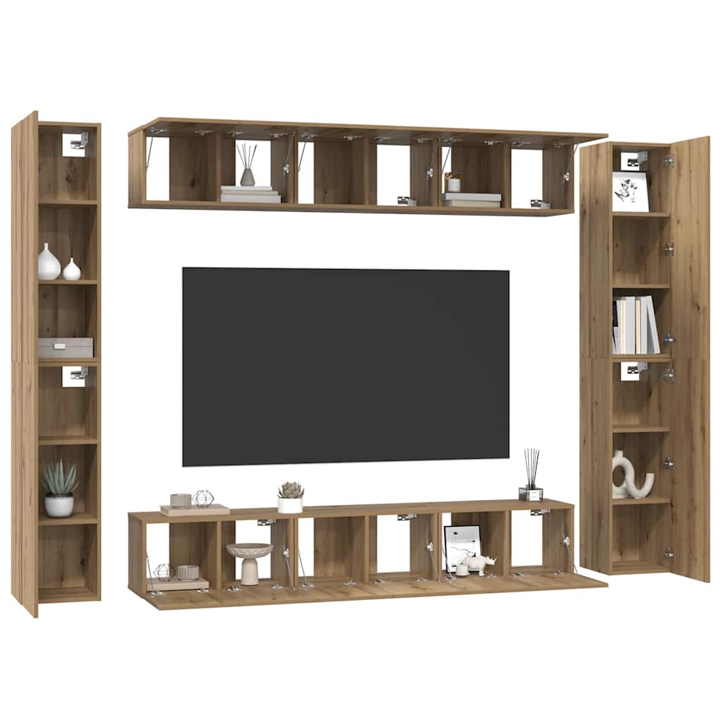 Set TV komoda 10 kom. Umjetnički hrast Konstruirano drvo