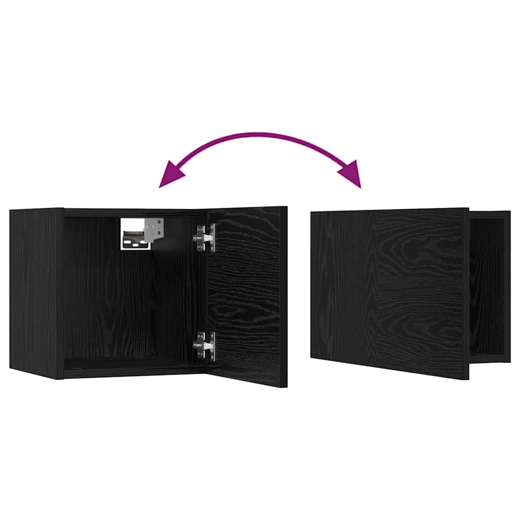 Set TV komoda Zidne 8 pcs Crni hrast Konstruirano drvo