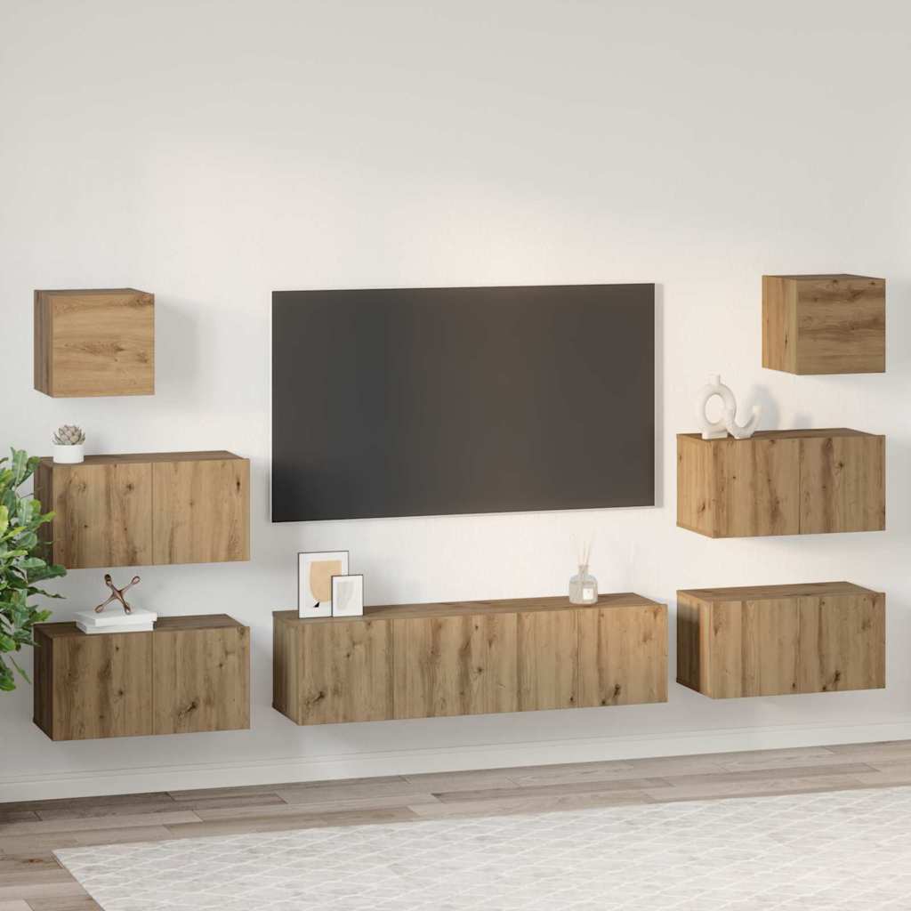 Set TV komoda 8 kom. Umjetnički hrast Konstruirano drvo