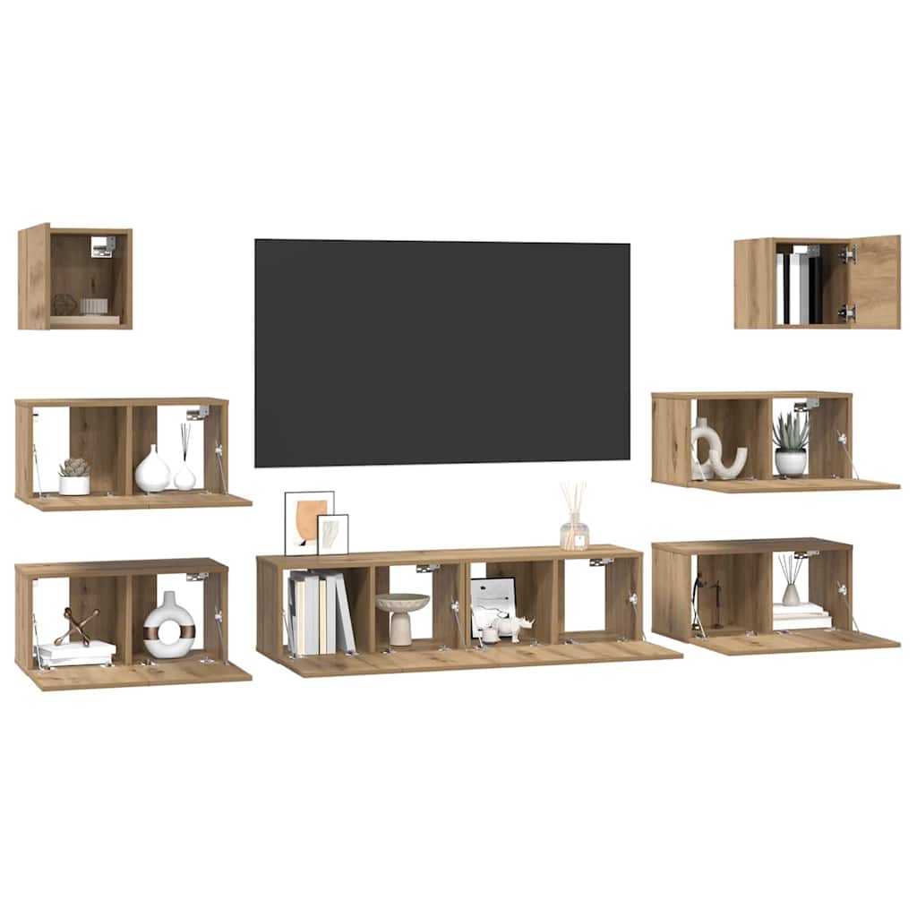 Set TV komoda 8 kom. Umjetnički hrast Konstruirano drvo