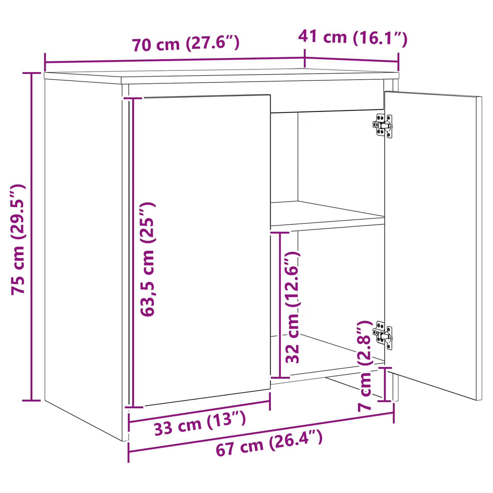 Kreveta s ladicama 3 pcs Umjetnički hrast 70 x 41 x 75 cm