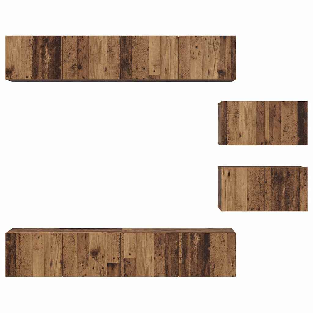 Set TV komoda Zidne 6 pcs Staro drvo Konstruirano drvo
