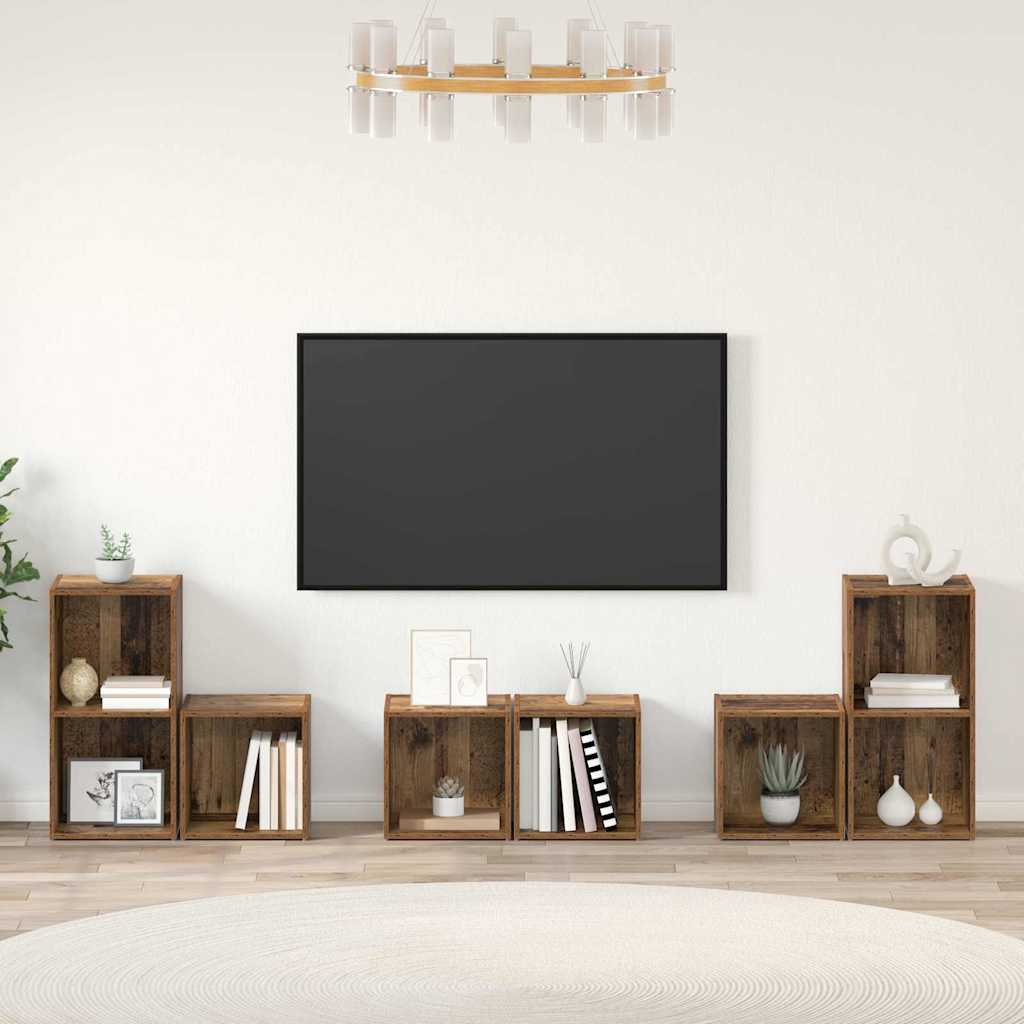 Set TV komoda Zidne 6 pcs Staro drvo Konstruirano drvo