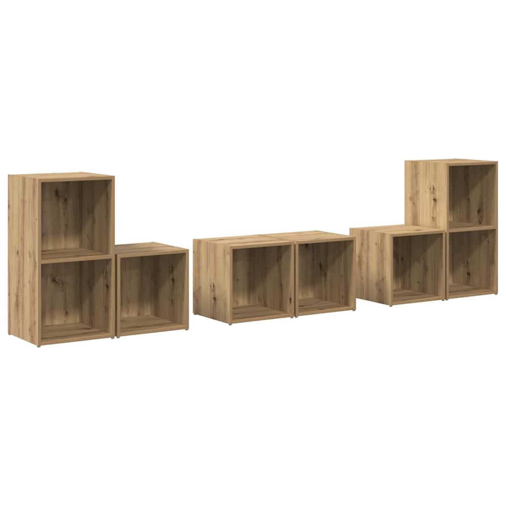 Set TV komoda Zidne 6 pcs Umjetnički hrast Konstruirano drvo