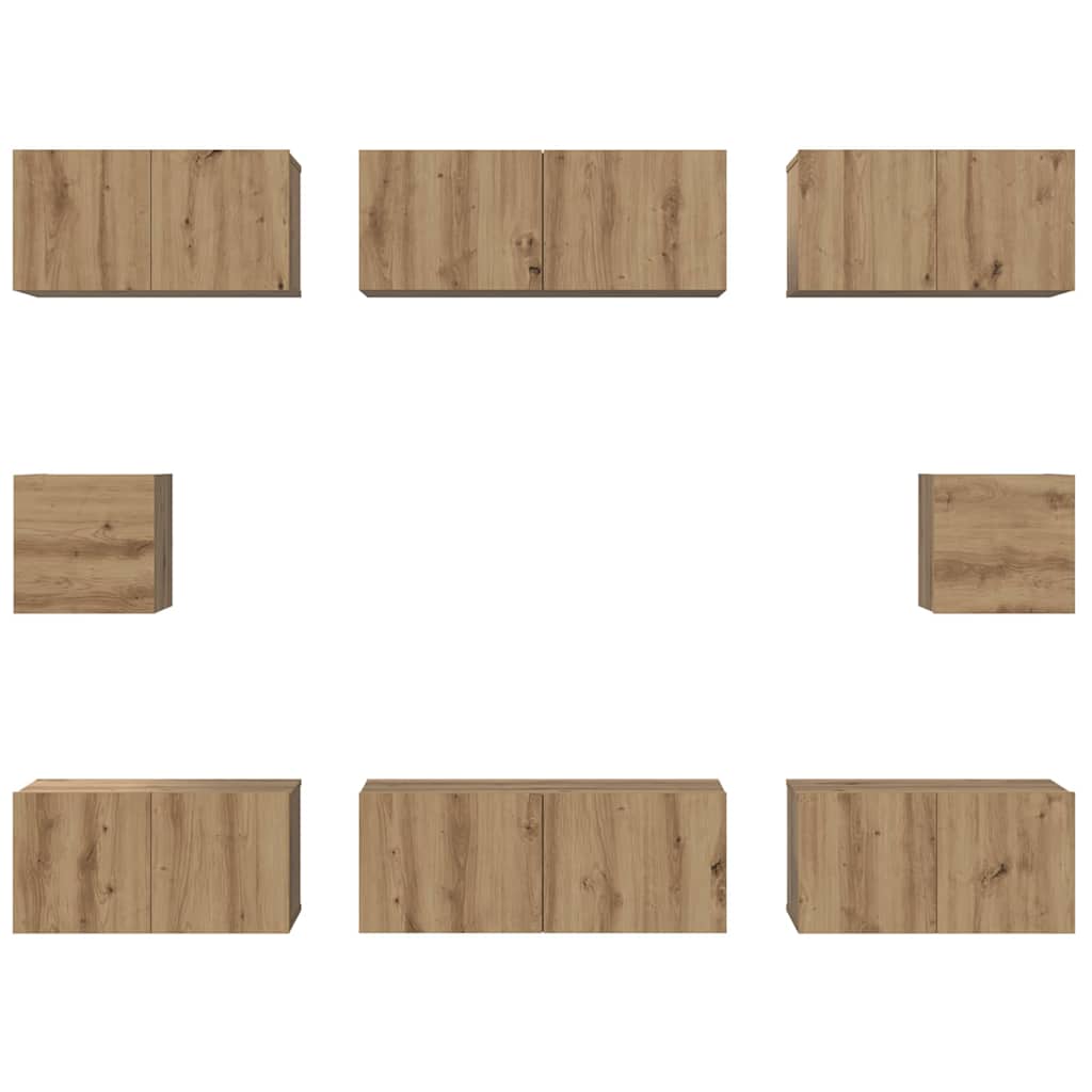 Set TV komoda Zidne 8 pcs Umjetnički hrast Konstruirano drvo