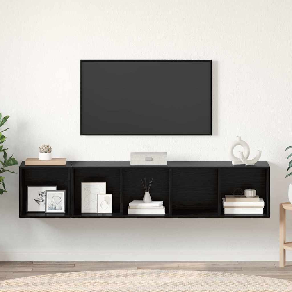 Set TV stalka Zidne 2 pcs Crni hrast Konstruirano drvo