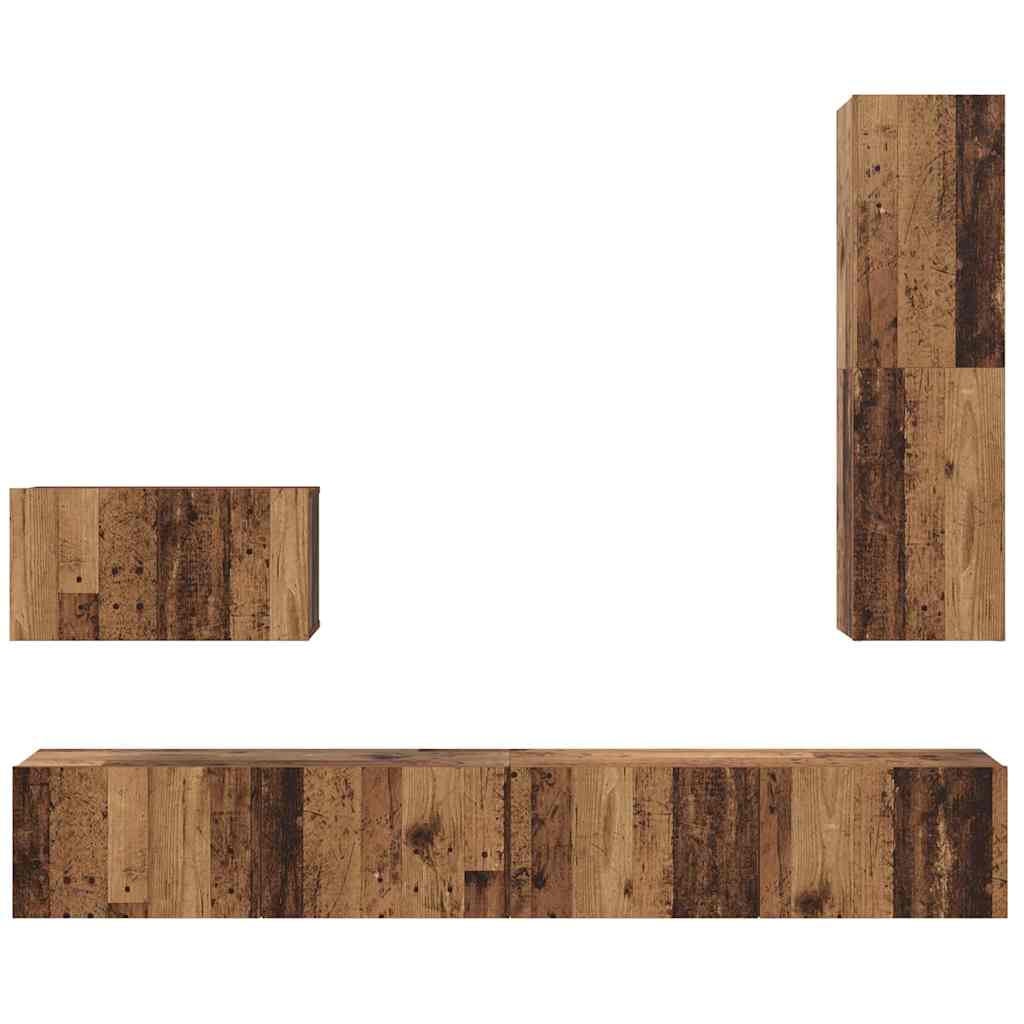 TV Kabinet za Zid Zidne 4 pcs Staro drvo Konstruirano drvo