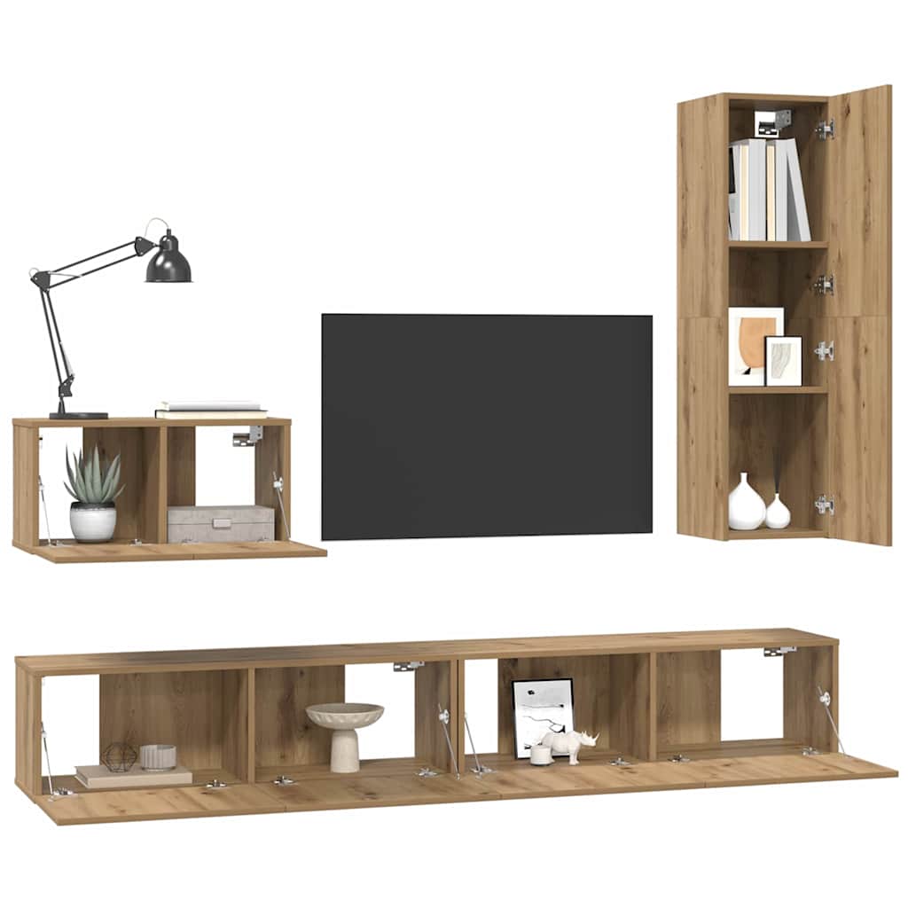 TV Kabinet za Zid 4 pcs Umjetnički hrast Konstruirano drvo