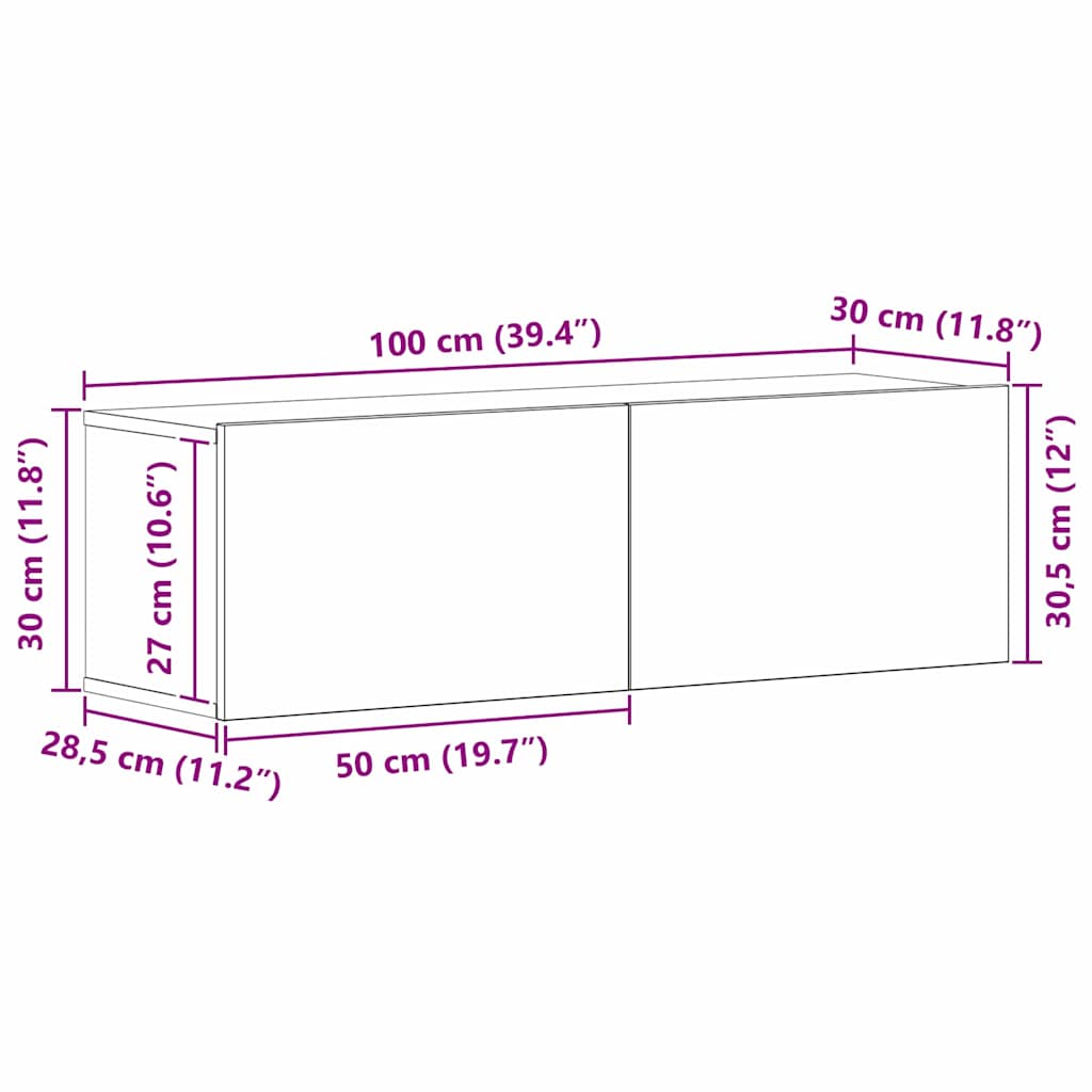 Set TV komoda Zidne 5 pcs Crni hrast Konstruirano drvo