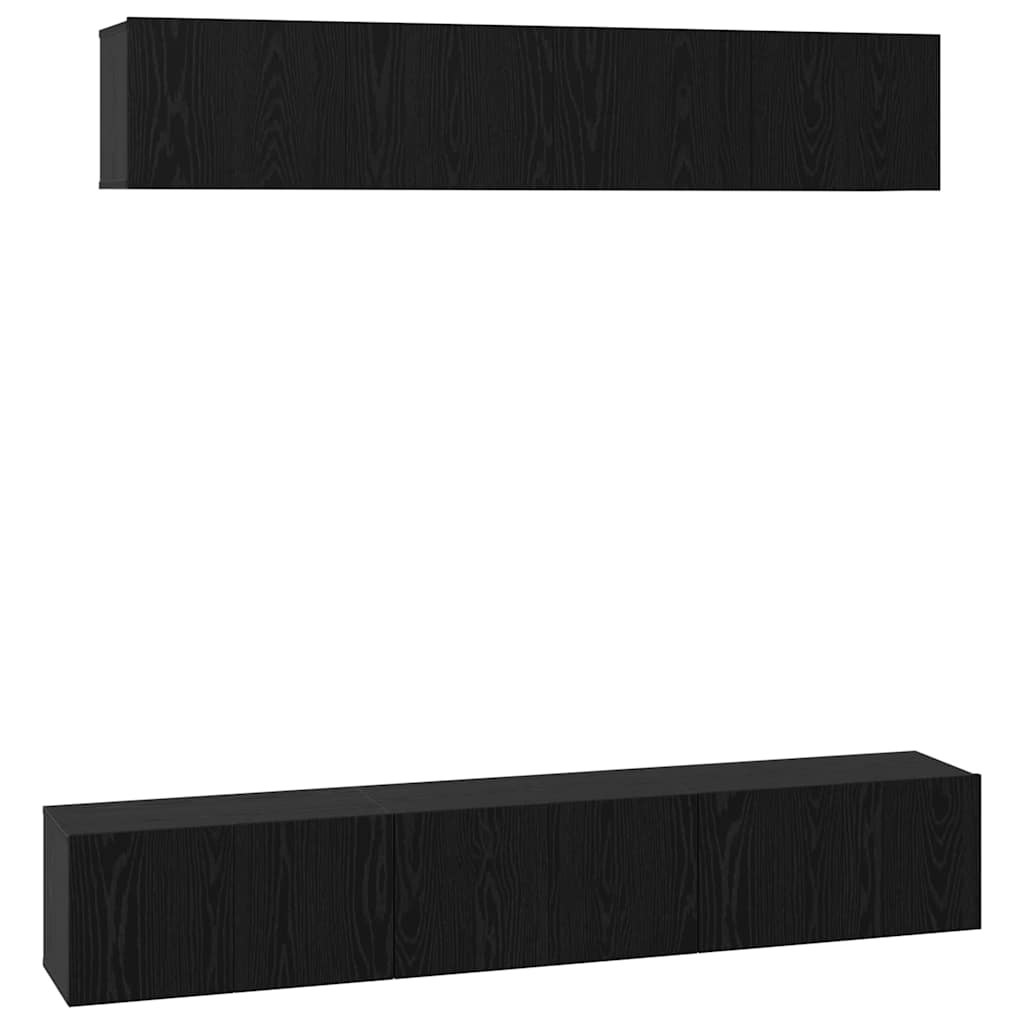 Set TV komoda Zidne 5 pcs Crni hrast Konstruirano drvo