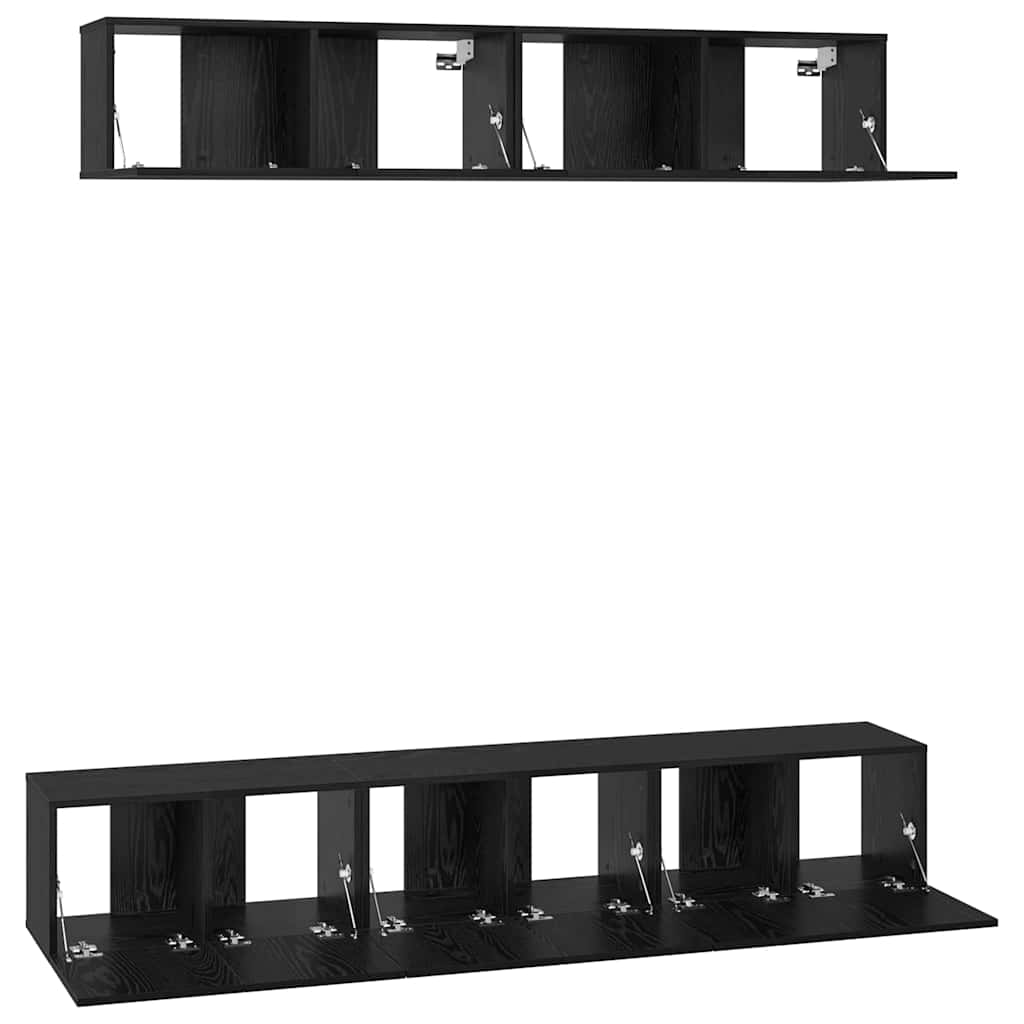 Set TV komoda Zidne 5 pcs Crni hrast Konstruirano drvo