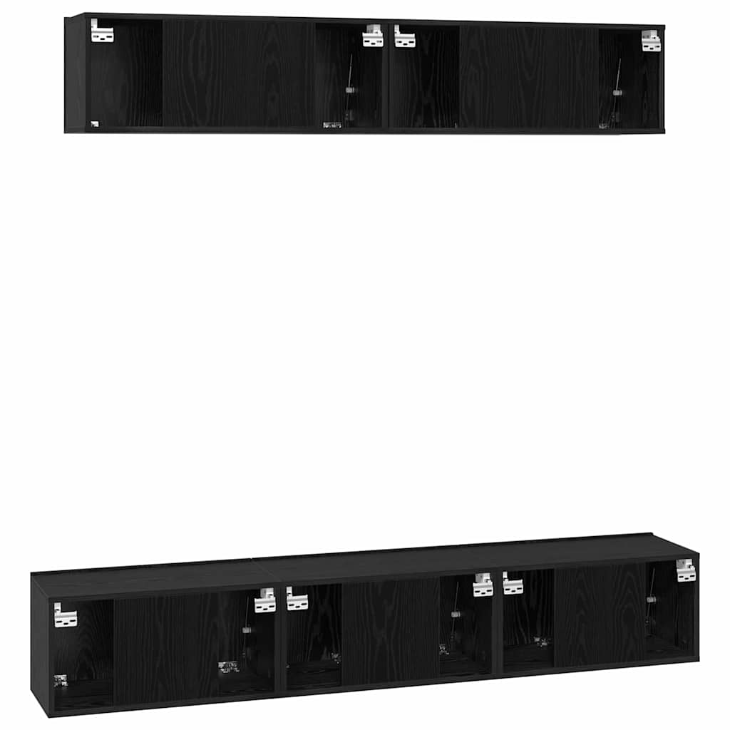 Set TV komoda Zidne 5 pcs Crni hrast Konstruirano drvo