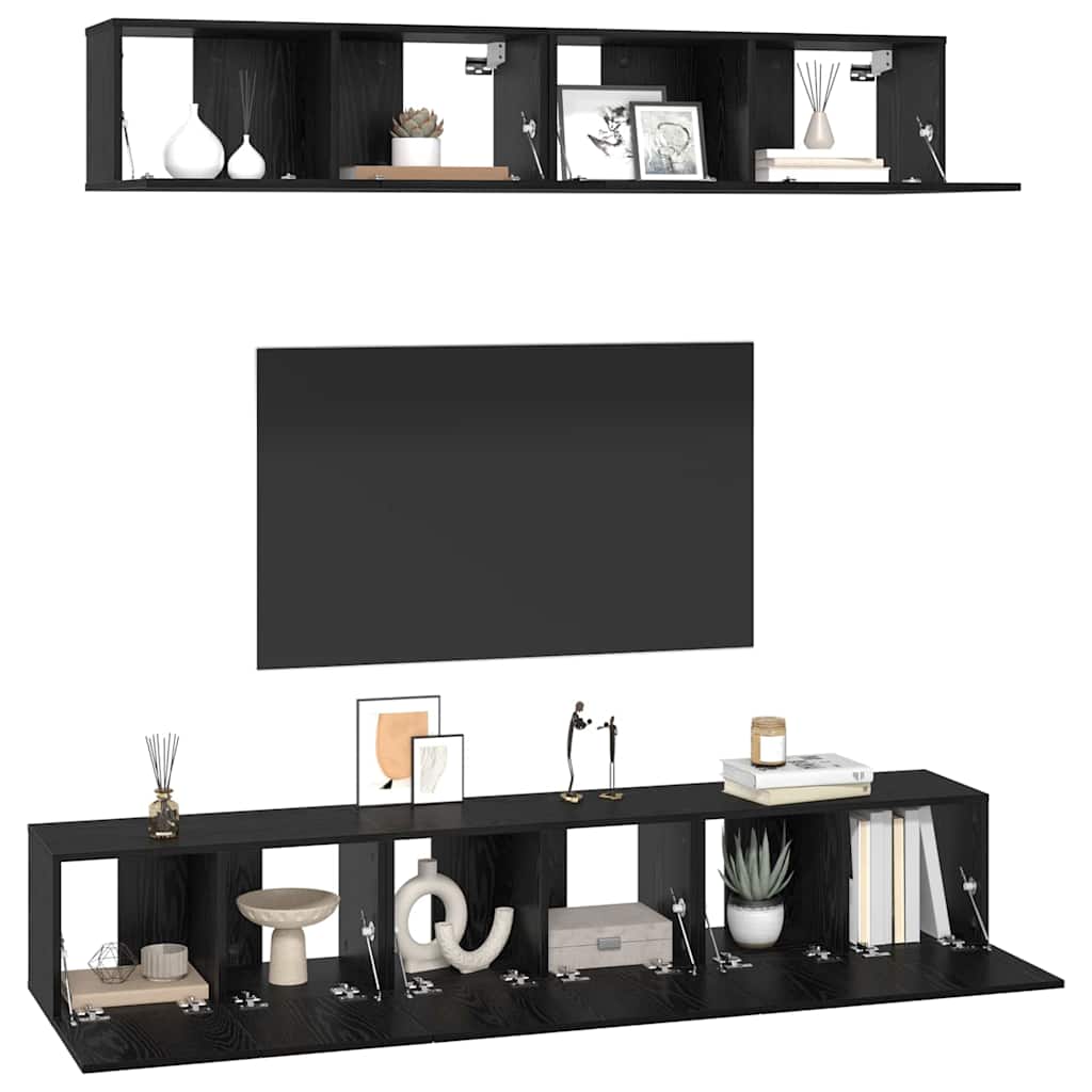 Set TV komoda Zidne 5 pcs Crni hrast Konstruirano drvo