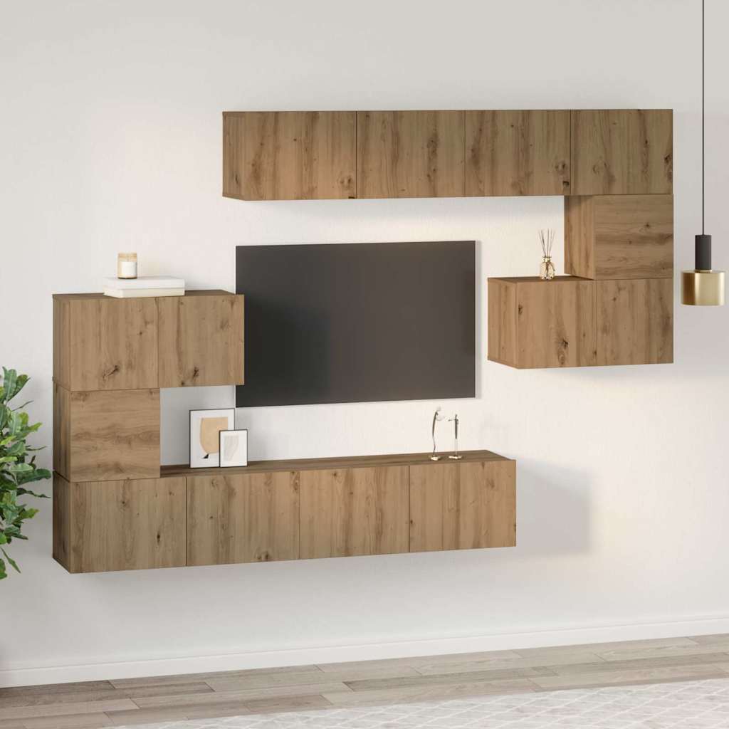 Set TV komoda Zidne 8 pcs Umjetnički hrast Konstruirano drvo