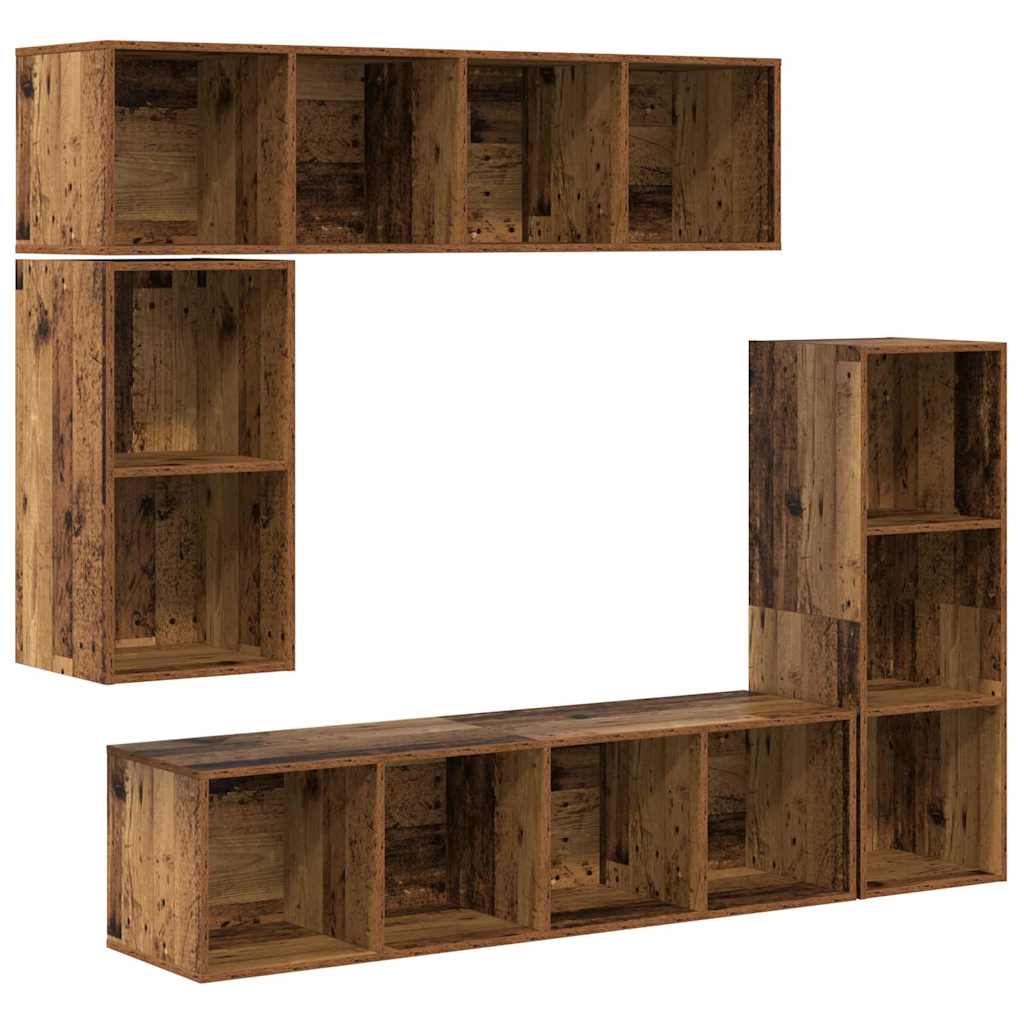 Set TV komoda Zidne 4 pcs Staro drvo Konstruirano drvo