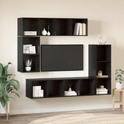 Set TV komoda 4 kom. Crni hrast Konstruirano drvo Crna 37 x 37 x 142,5 cm