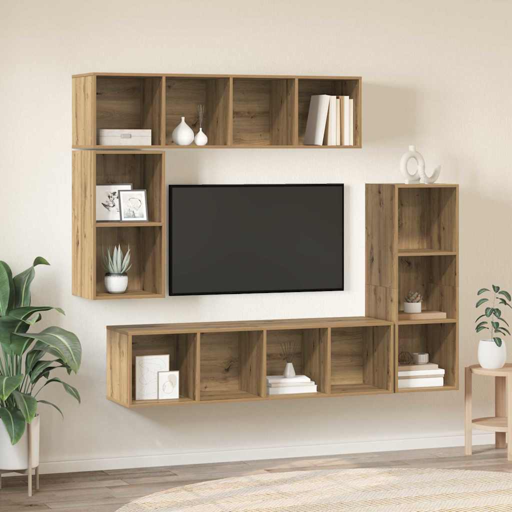 Set TV komoda Zidne 4 pcs Umjetnički hrast Konstruirano drvo
