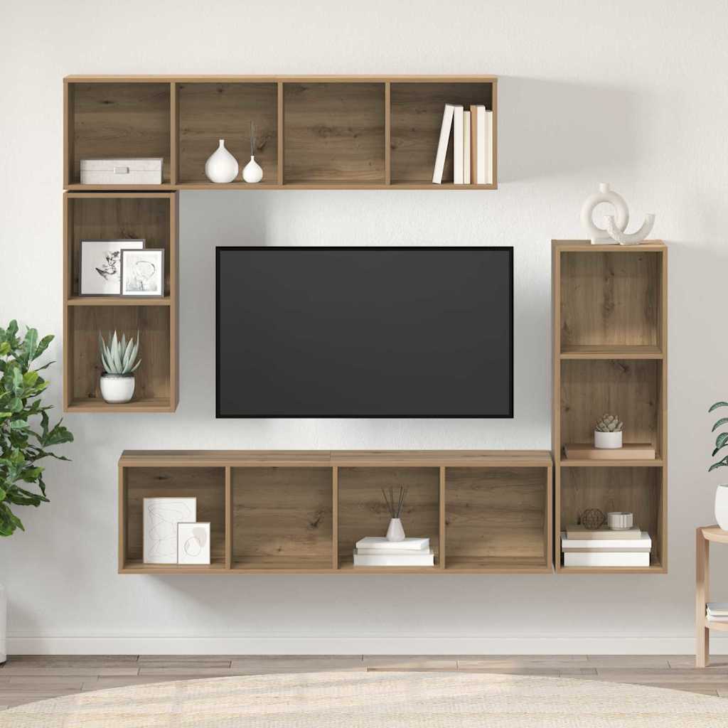 Set TV komoda Zidne 4 pcs Umjetnički hrast Konstruirano drvo