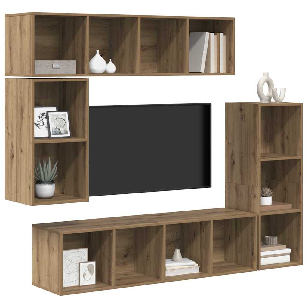 Set TV komoda Zidne 4 pcs Umjetnički hrast Konstruirano drvo