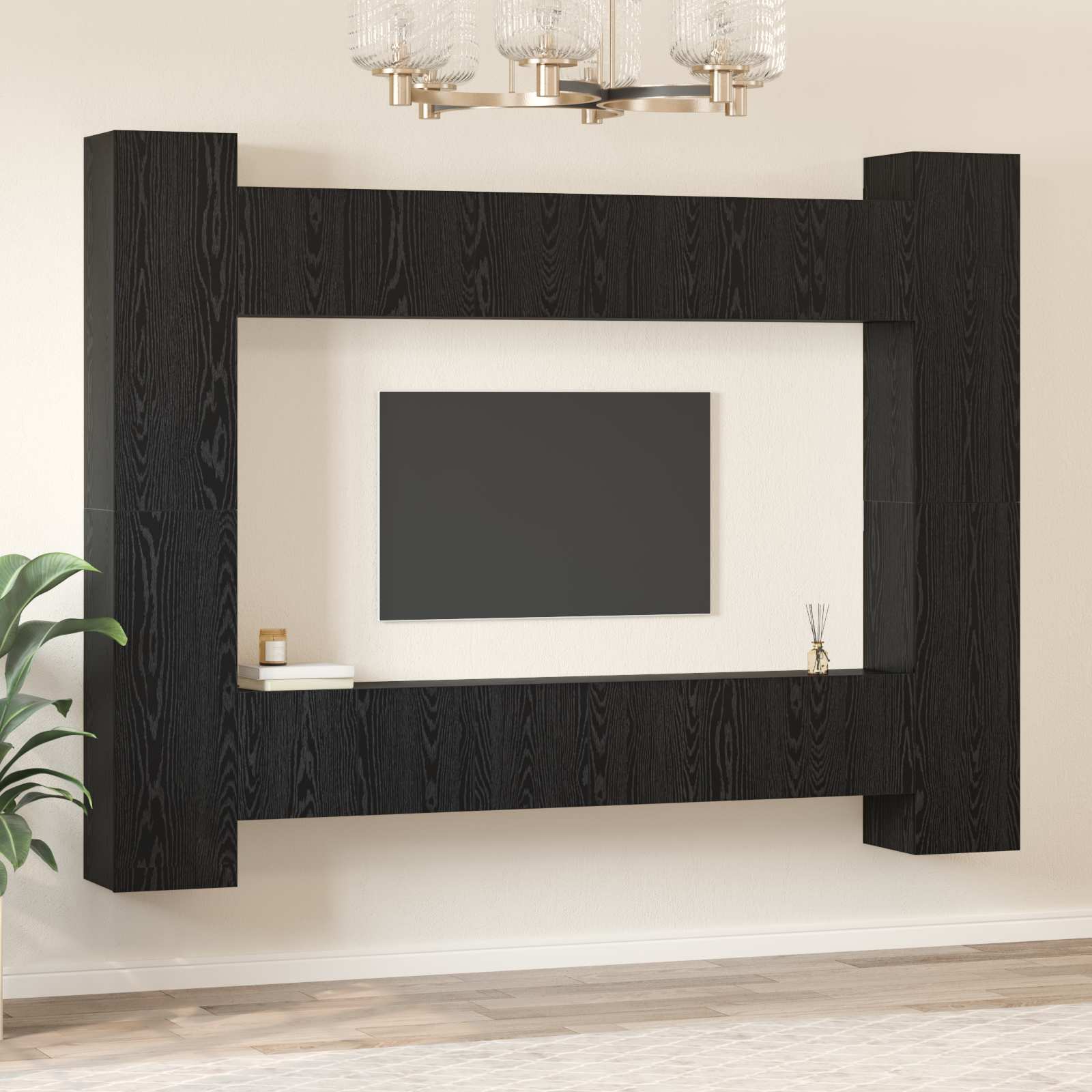 Set TV komoda Zidne 10 pcs Crni hrast 30,5 x 30 x 90 cm