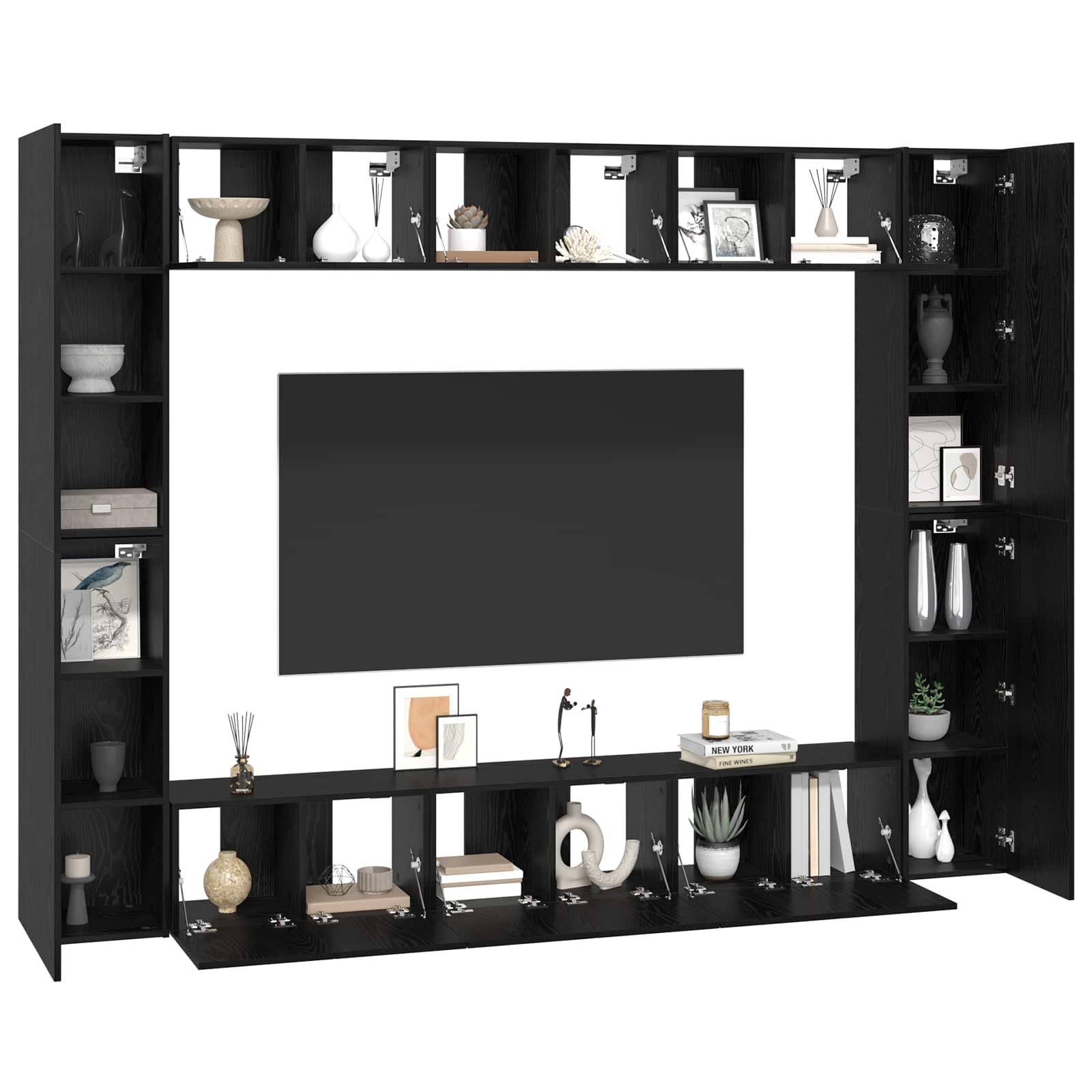 Set TV komoda Zidne 10 pcs Crni hrast 30,5 x 30 x 90 cm