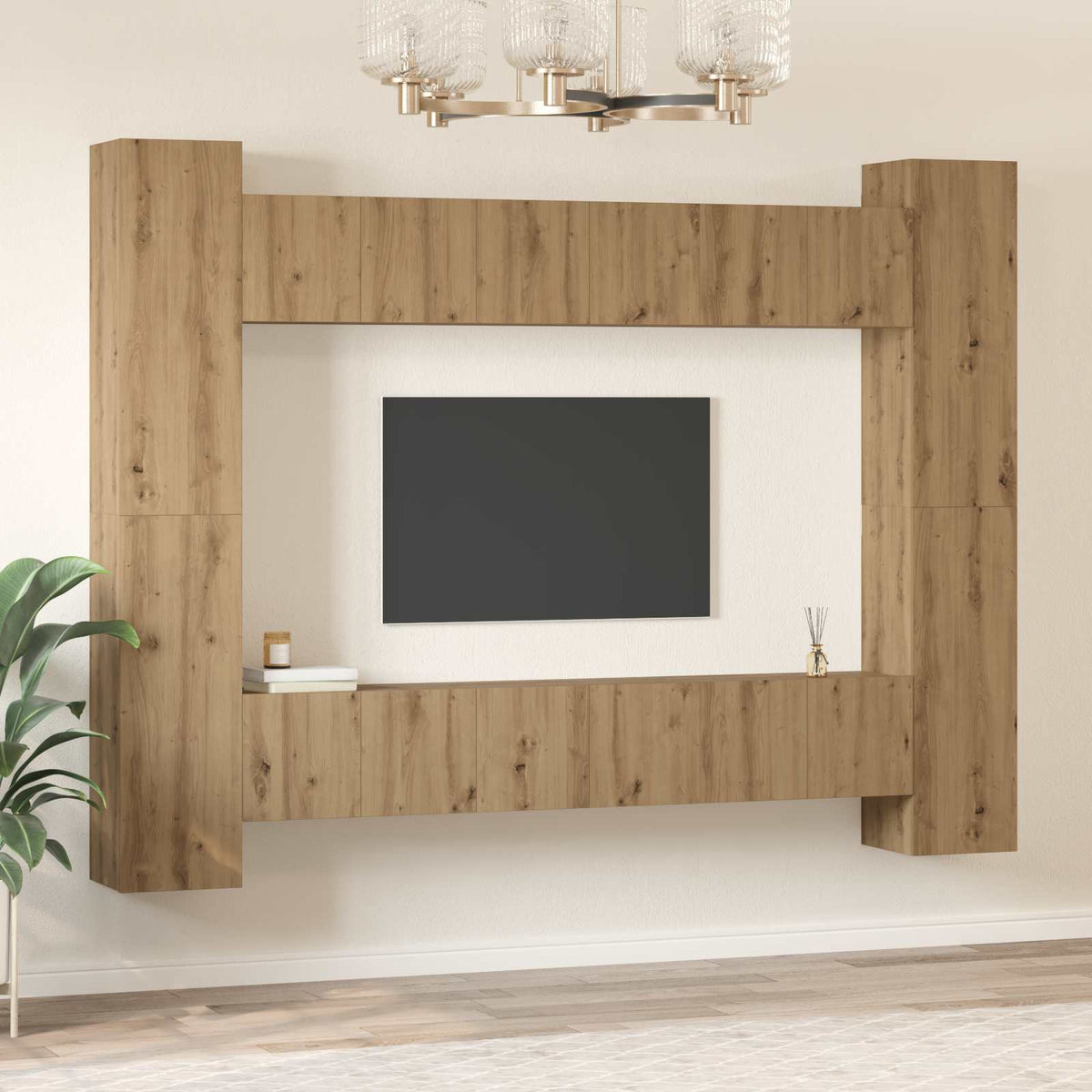 Set TV komoda 10 kom. Umjetnički hrast Konstruirano drvo