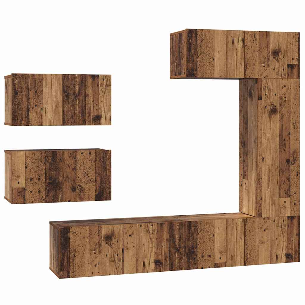 Set TV komoda Zidne 6 pcs Staro drvo Konstruirano drvo