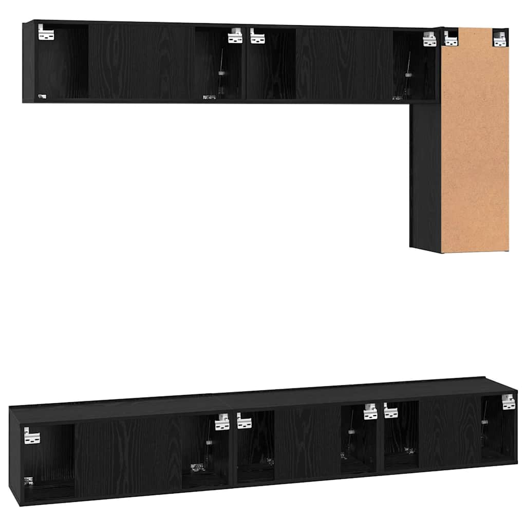Set TV komoda Zidne 6 pcs Crni hrast Konstruirano drvo