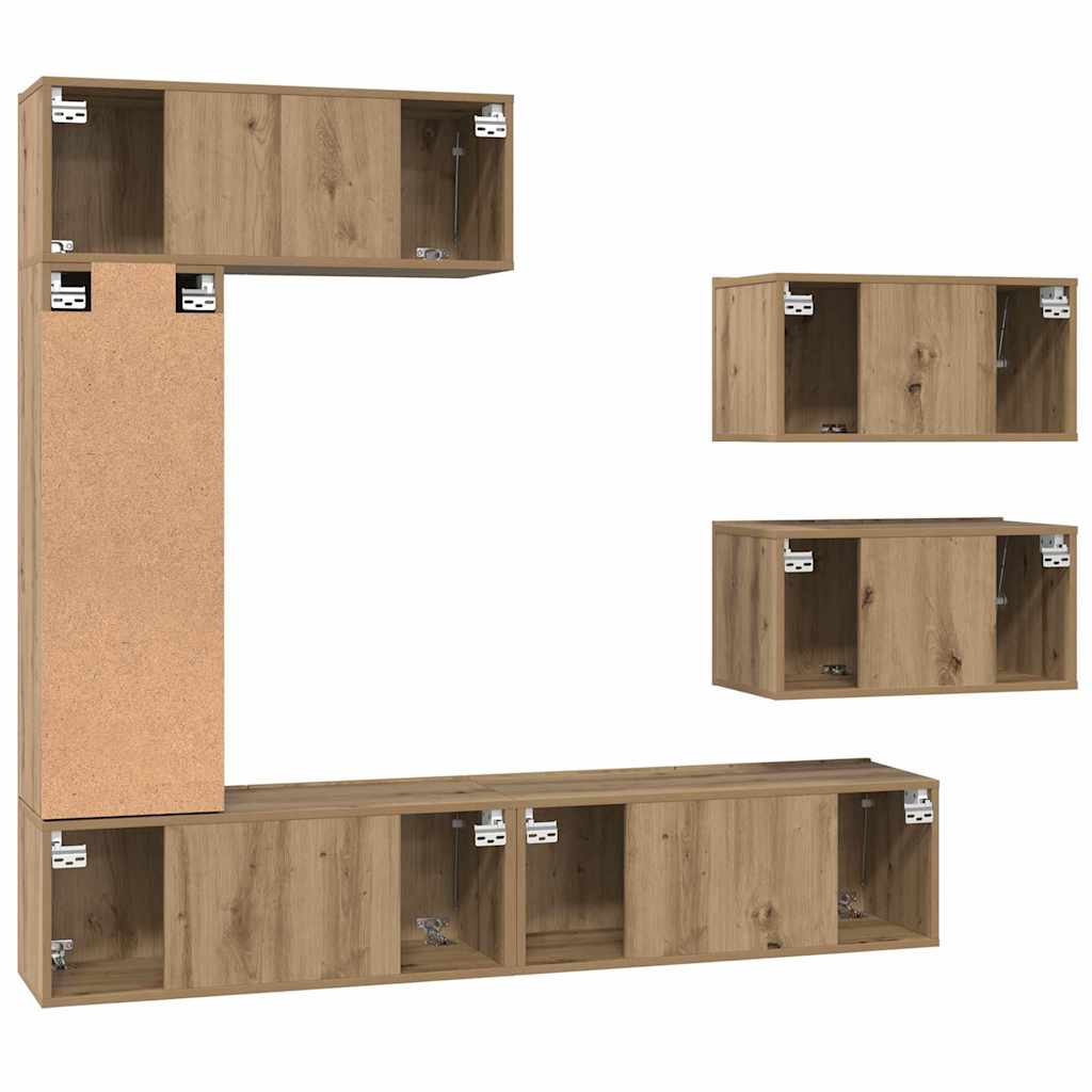 Set TV komoda Zidne 6 pcs Umjetnički hrast Konstruirano drvo