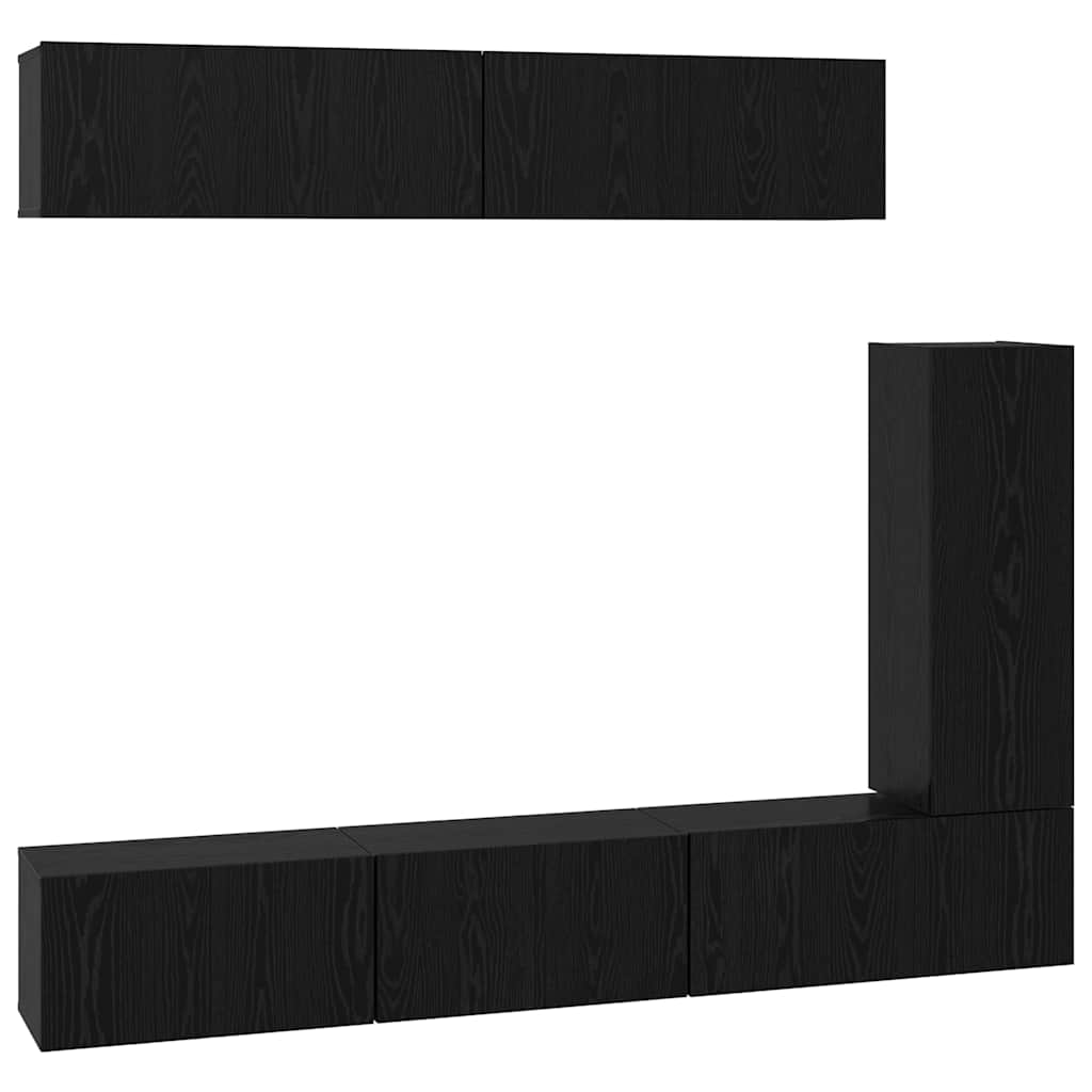 Set TV komoda Zidne 6 pcs Crni hrast Konstruirano drvo