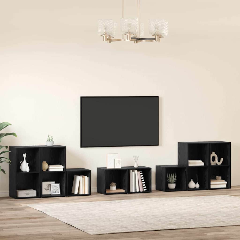 Set TV stalka Zidne 8 pcs Crni hrast Konstruirano drvo