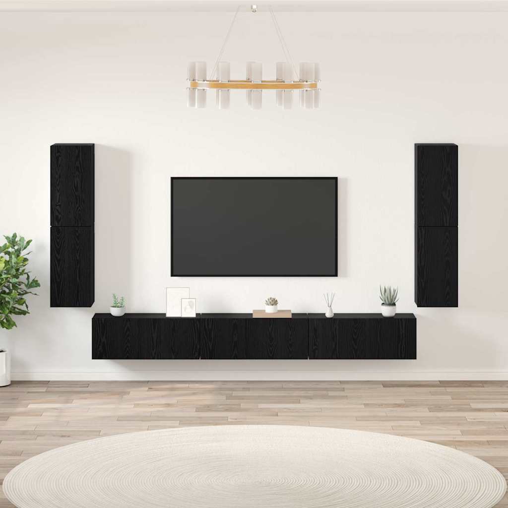TV Jedinice Zidne 4 pcs Crni hrast Konstruirano drvo